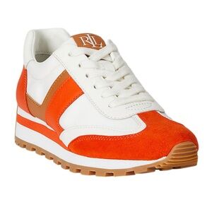 Ralph Lauren Vibrant Orange and White Sneakers